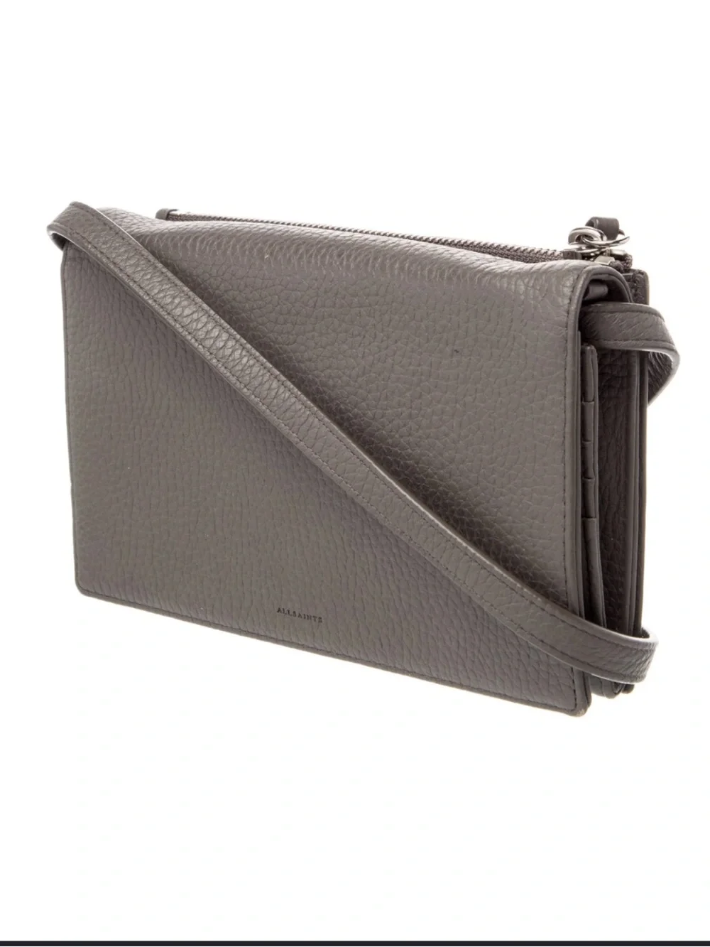 All Saints Men's Pebbled Leather Messenger Bag - Charcoal Gray